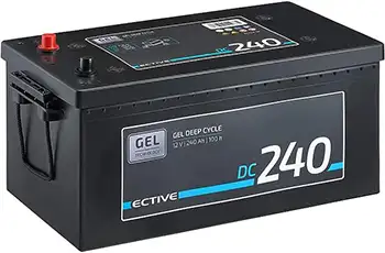 ECTIVE 240Ah 12V Gel Versorgungsbatterie DC 240 Gel Deep Cycle Solar-Batterie VRLA Zyklenfest (wartungsfrei)