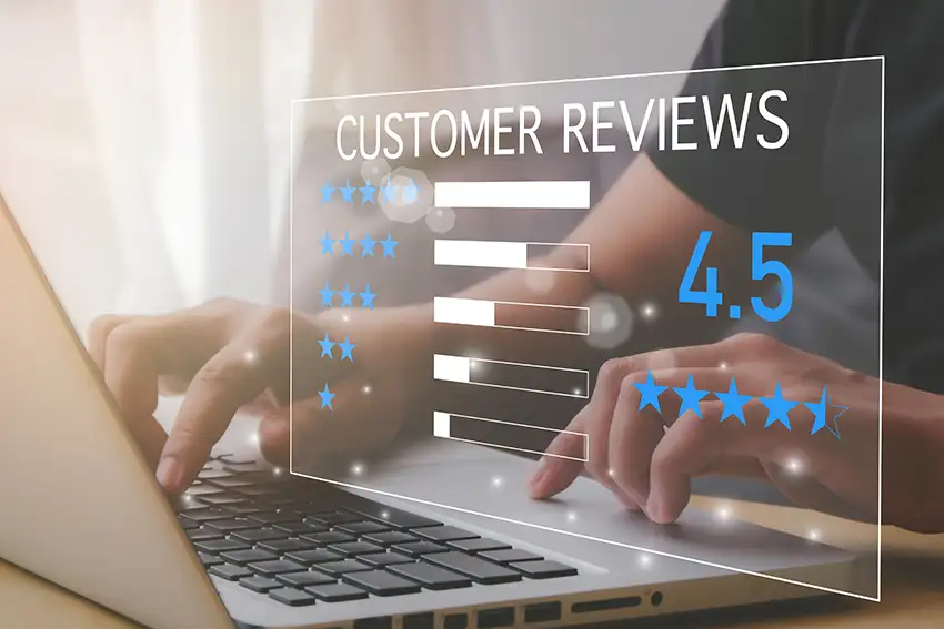 Bewertung mit 4,5 Sternen zeigt hohe Kundenzufriedenheit durch Tests der Kunden